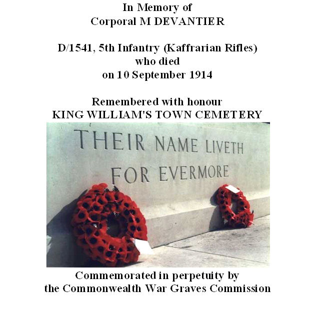 M. Devantier. 1.WW Memorial